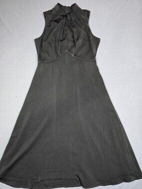 NEW Banana Republic Black Satin Sleeveless A-Line Dress Size 8 Empire Waist